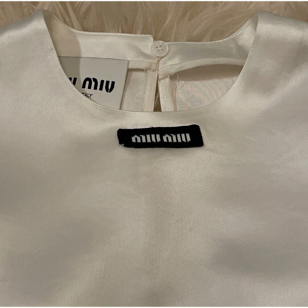 Miu Miu Ivory Silk Satin Mini Dress | Sleeveless, Rare Bridal $3200 NWOT - Picture 3 of 16